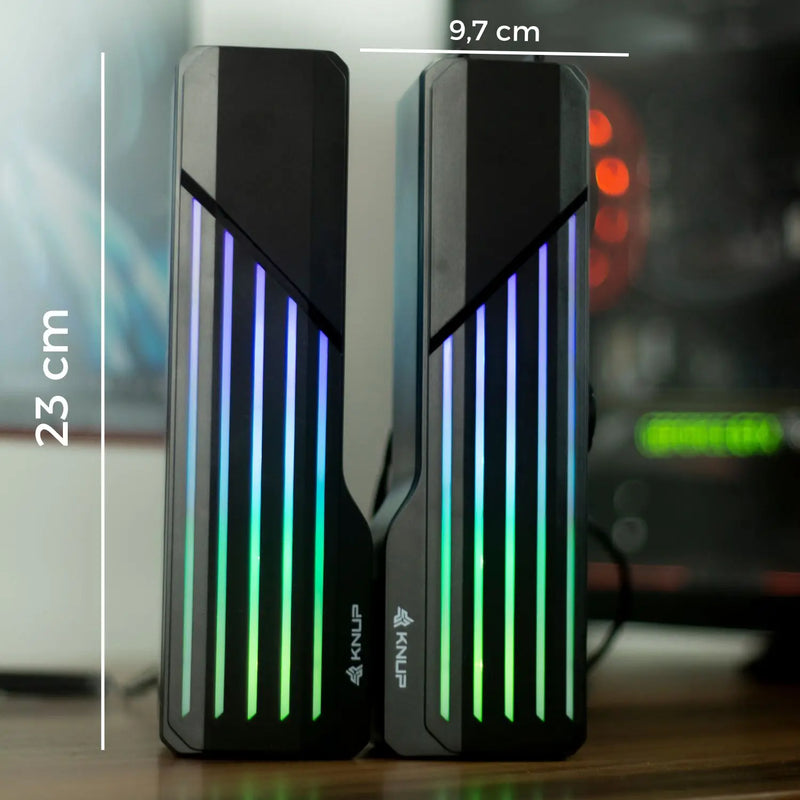 Caixa de Som Gamer - Alto-Falante Potente com LED RGB, Compatível com PC, Computador e TV, Conexão P2.