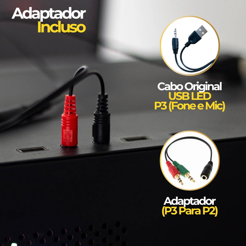 Fone de Ouvido headset Gamer RGB LED PC Computador Vídeogame