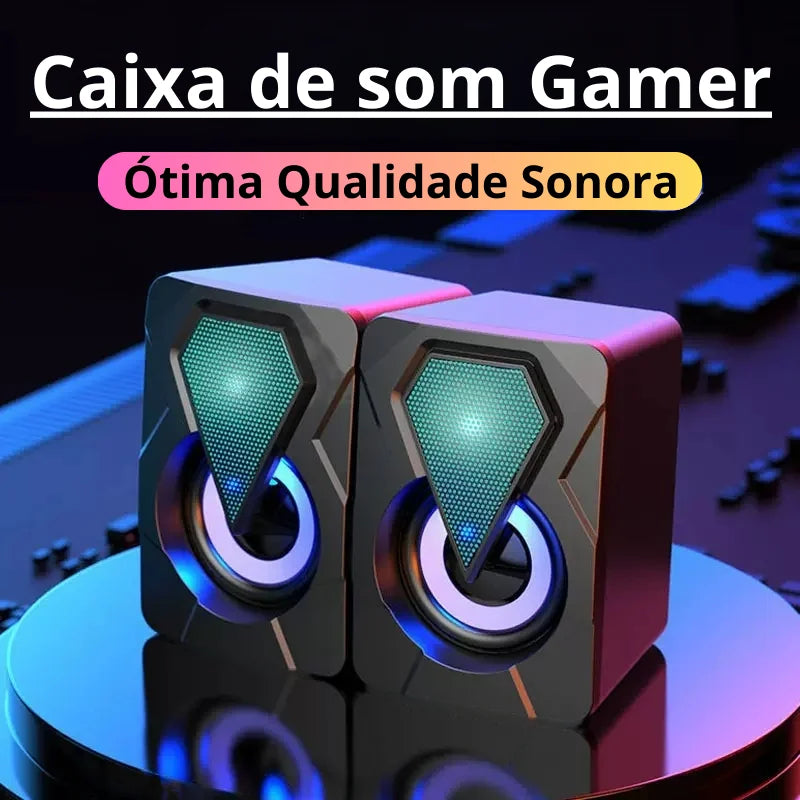 Caixa de Som Gamer RGB para PC e Notebook, Som Estéreo Potente, Entrada P2, Home Theater Multimídia Digital SKYTUR XDG-1005