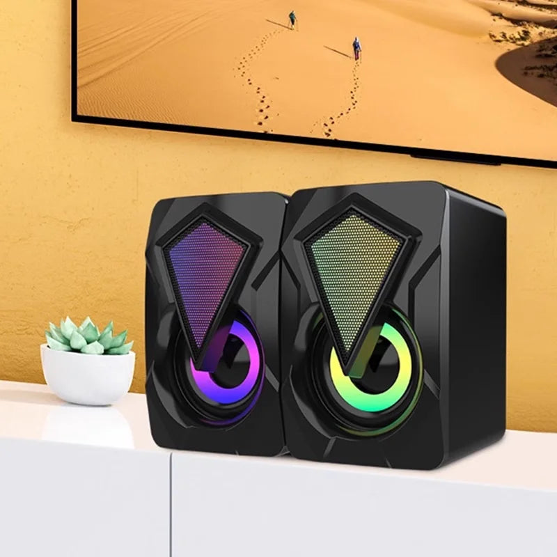 Caixa de Som Gamer RGB para PC e Notebook, Som Estéreo Potente, Entrada P2, Home Theater Multimídia Digital SKYTUR XDG-1005