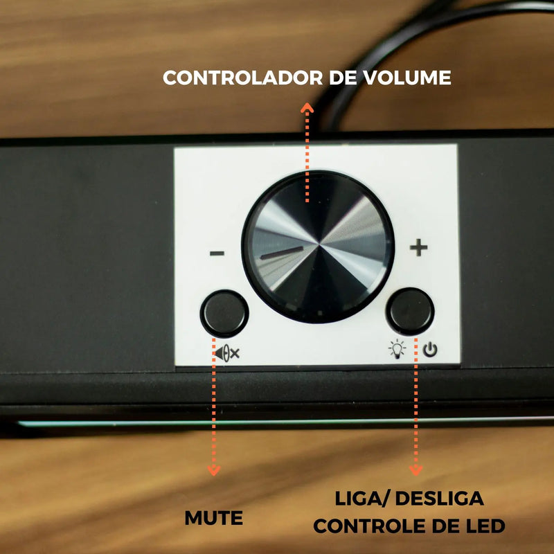 Caixa de Som Gamer - Alto-Falante Potente com LED RGB, Compatível com PC, Computador e TV, Conexão P2.