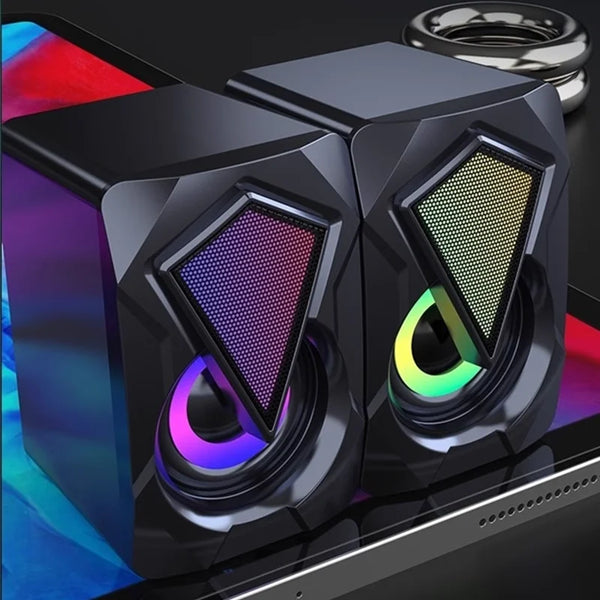 Caixa de Som Gamer RGB para PC e Notebook, Som Estéreo Potente, Entrada P2, Home Theater Multimídia Digital SKYTUR XDG-1005