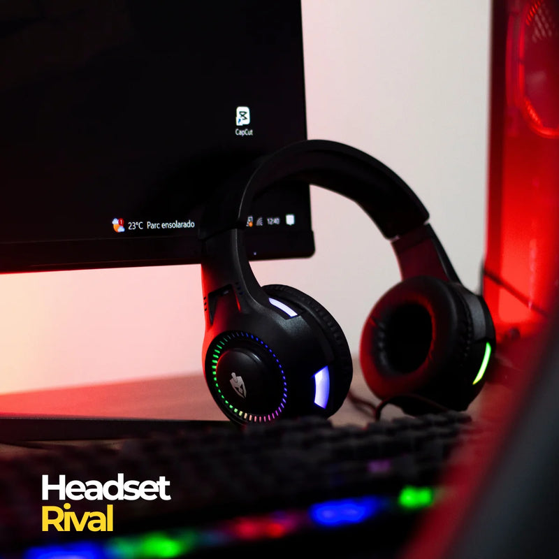 Fone de Ouvido headset Gamer RGB LED PC Computador Vídeogame