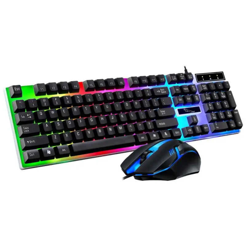 Teclado e mouse com fio G21B-RGB-BA Teclado e mouse mecânico para jogos Combo RGB LED com fio para computador laptop gamer