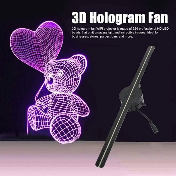Ventilador Holográfico 3D 16,5 Polegadas – Projetor 3D WiFi com 224 LEDs para Propaganda em Lojas e Negócios