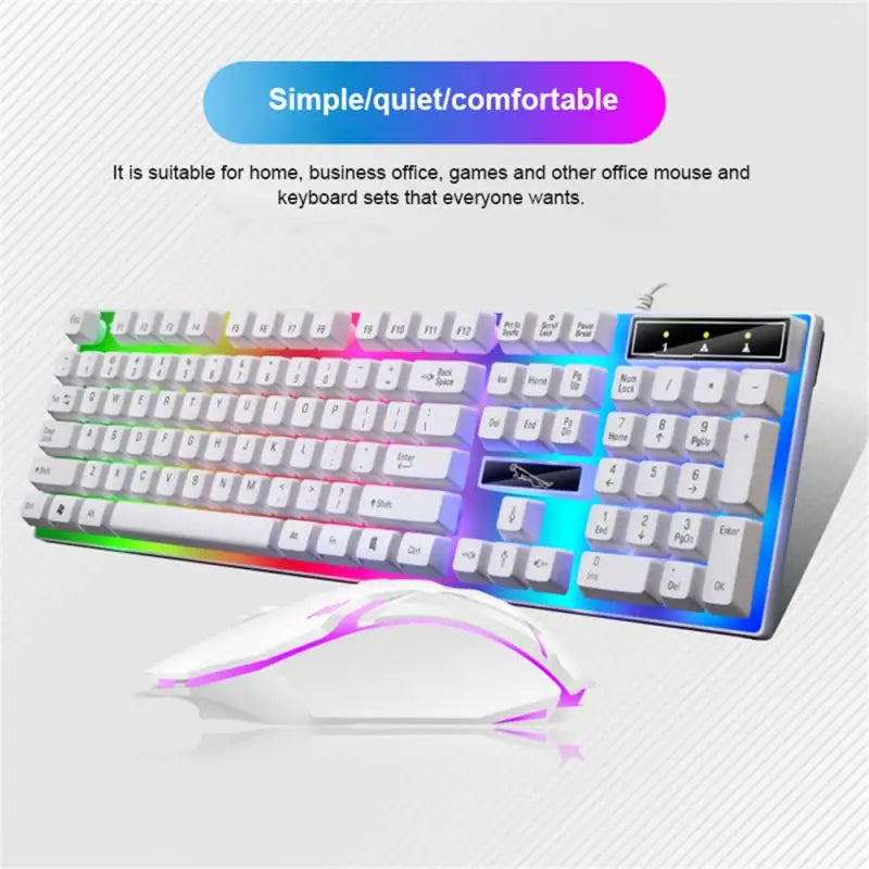 Teclado e mouse com fio G21B-RGB-BA Teclado e mouse mecânico para jogos Combo RGB LED com fio para computador laptop gamer