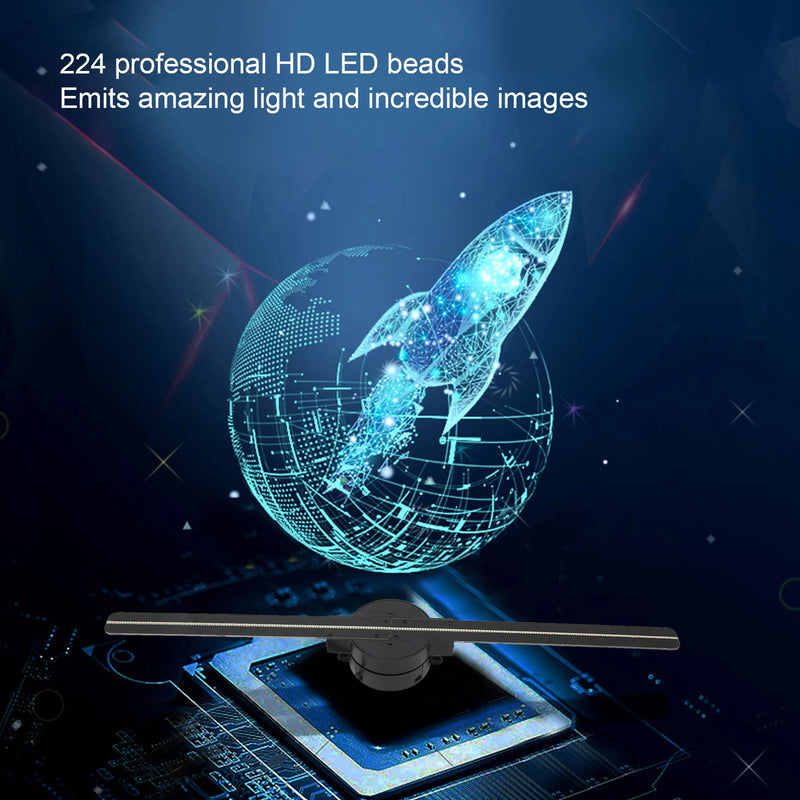 Ventilador Holográfico 3D 16,5 Polegadas – Projetor 3D WiFi com 224 LEDs para Propaganda em Lojas e Negócios
