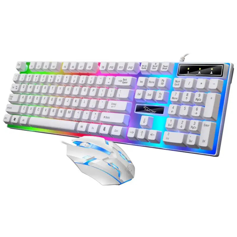 Teclado e mouse com fio G21B-RGB-BA Teclado e mouse mecânico para jogos Combo RGB LED com fio para computador laptop gamer
