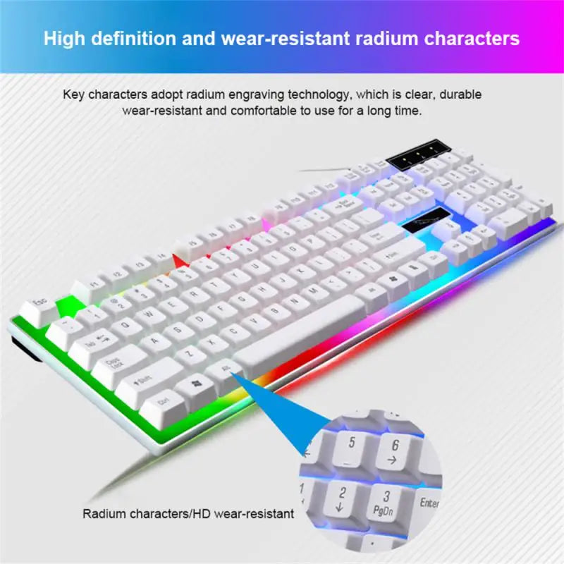Teclado e mouse com fio G21B-RGB-BA Teclado e mouse mecânico para jogos Combo RGB LED com fio para computador laptop gamer