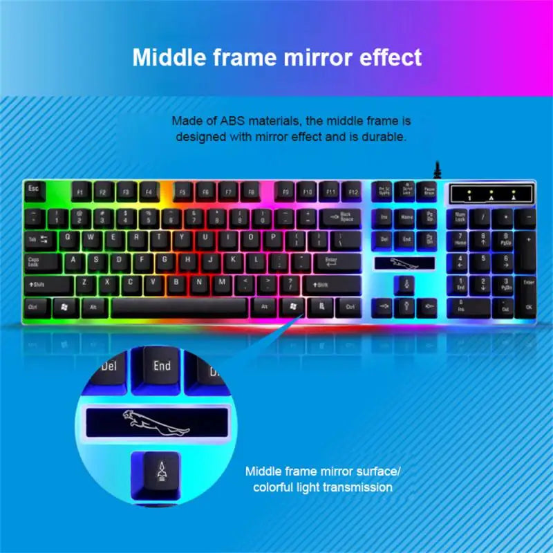 Teclado e mouse com fio G21B-RGB-BA Teclado e mouse mecânico para jogos Combo RGB LED com fio para computador laptop gamer